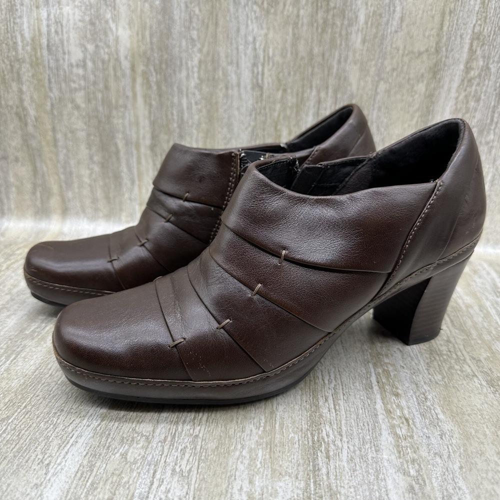 Clarks Active Air Ankle Boots Womens‎ 9.5 Zipper Brown Leather Booties